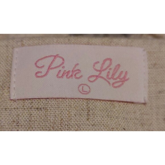 Pink Lily Women's Dress~Linen Blend~ Sleeveless~Ruffled~Tie Straps~Size Large - Picture 3 of 10